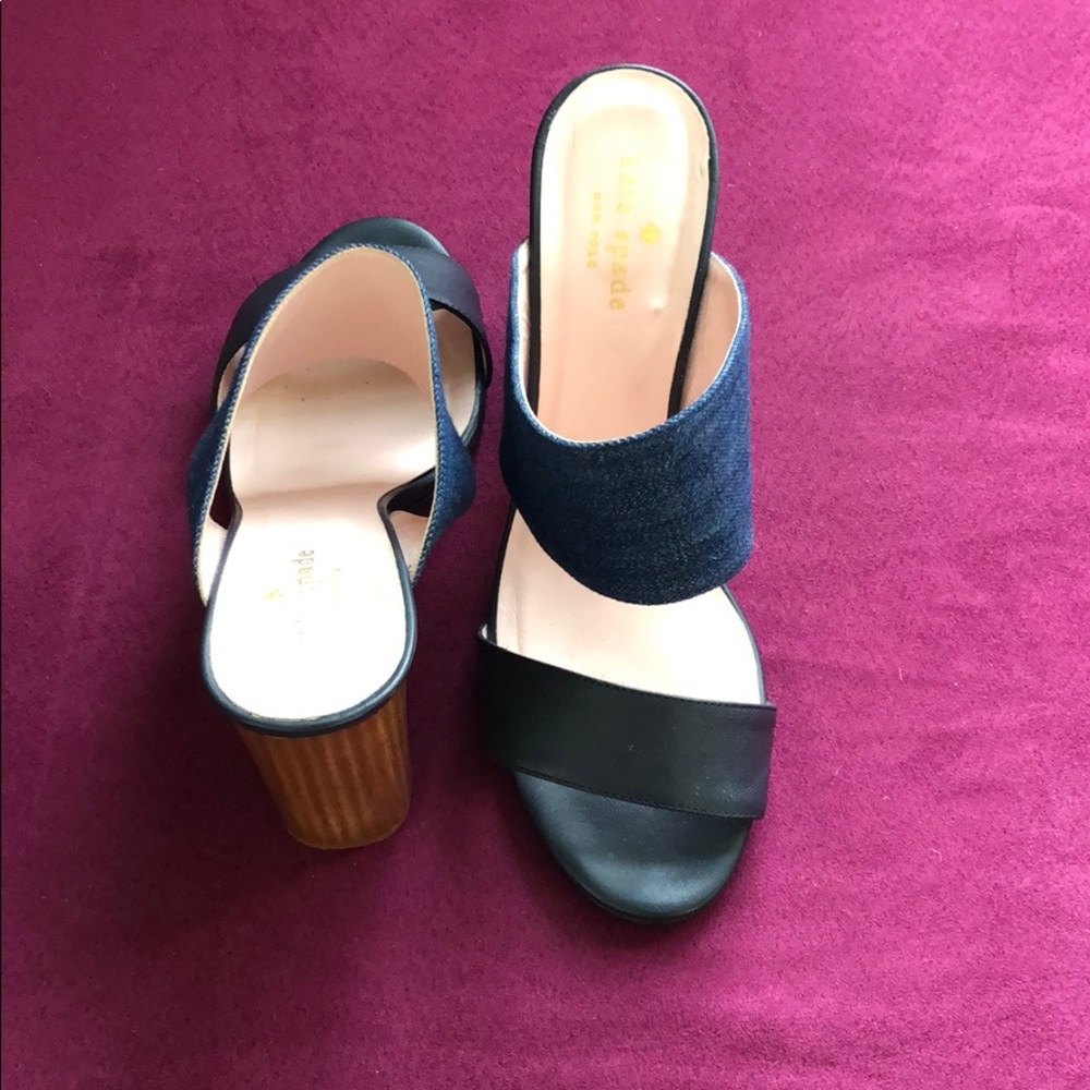 ✨kate spade denim & leather heels